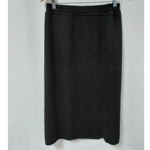 College Made in Italy Wool Blend Skirt Black Solid Knit Women Size M